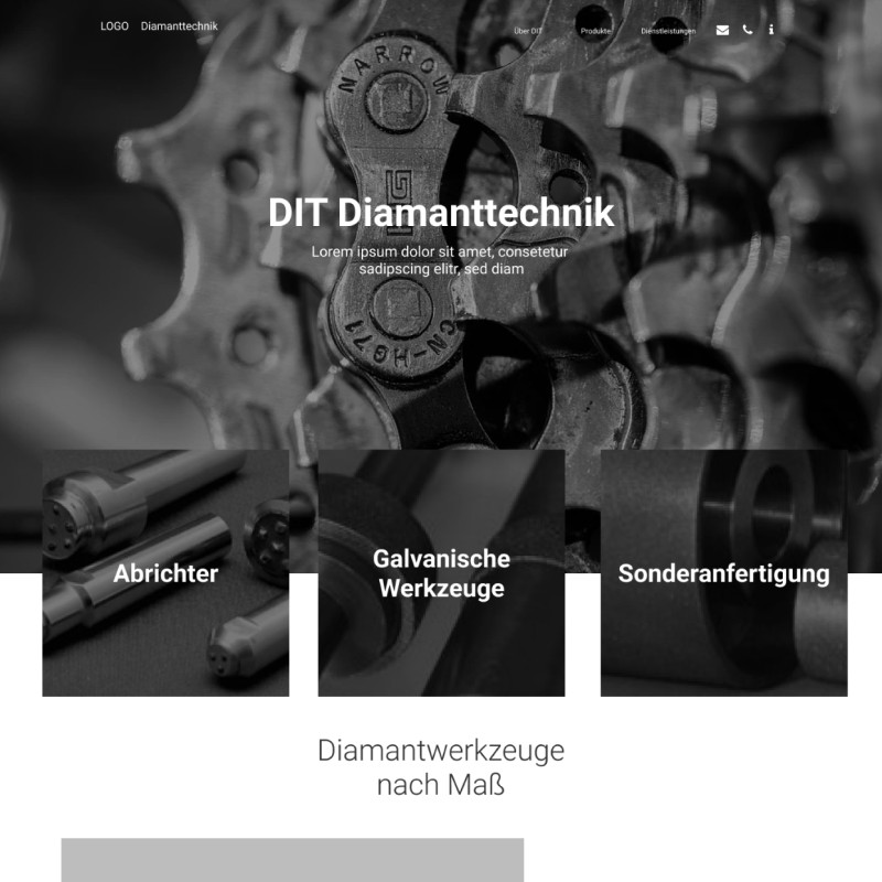 erstelltes Webdesign für dit-diamant.de