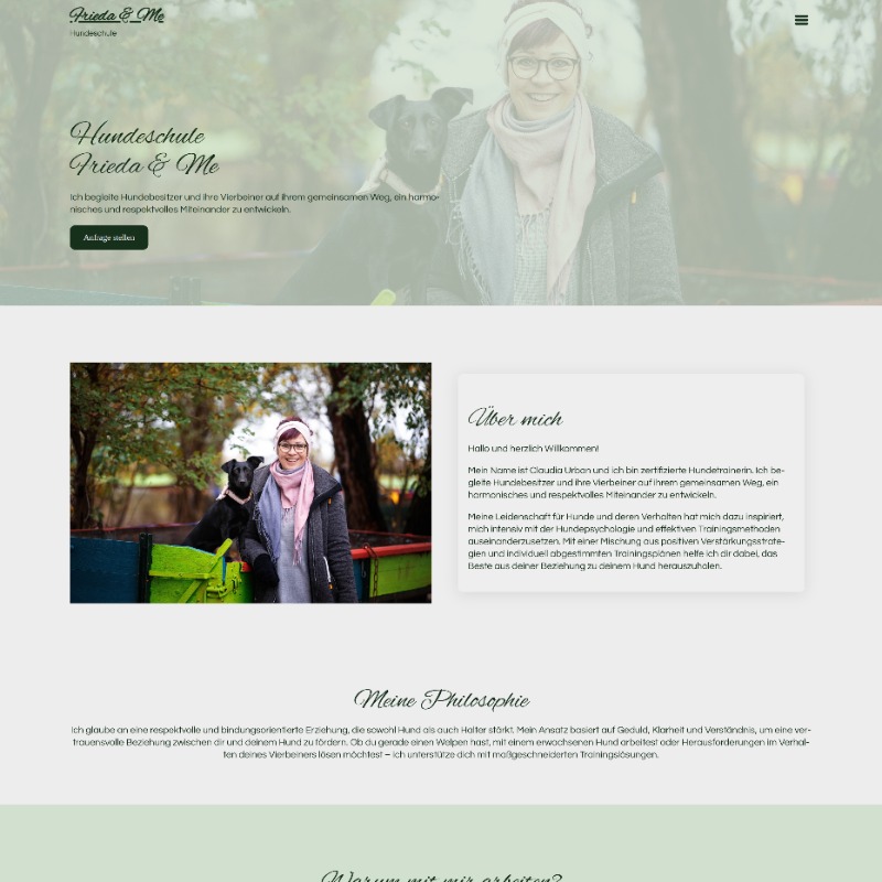 referenz erstellte website frieda und me