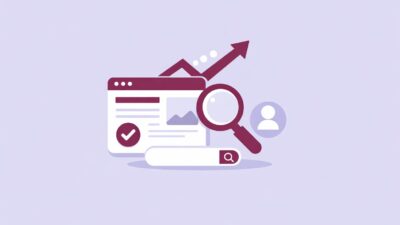 Grafik zum Thema Website usability mit Lupe und Browser